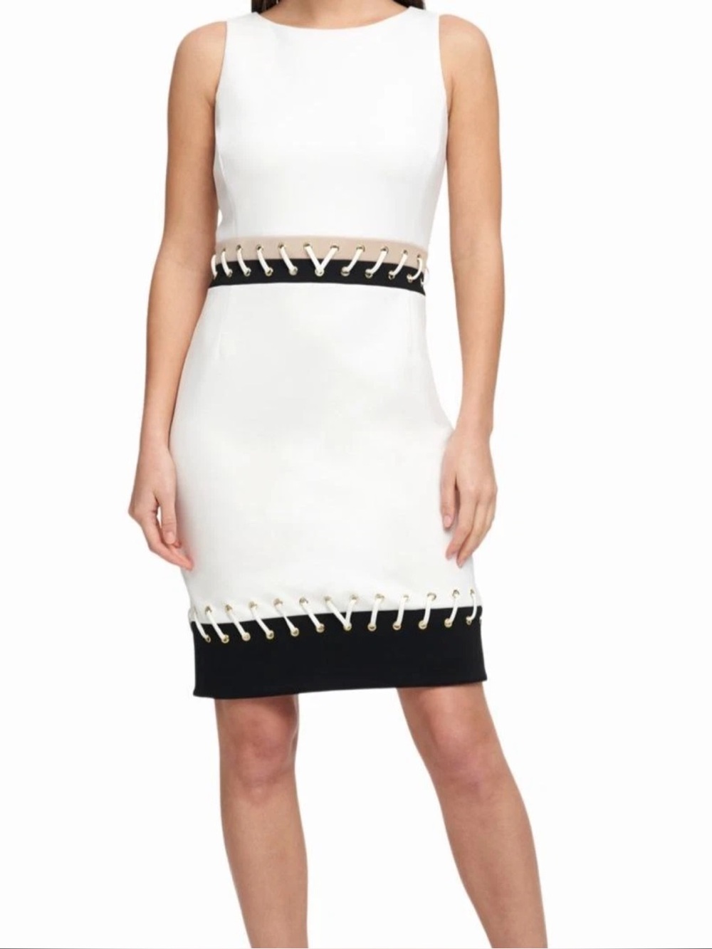 DKNY Women's Stitched Grommet Scuba Sheath Dress